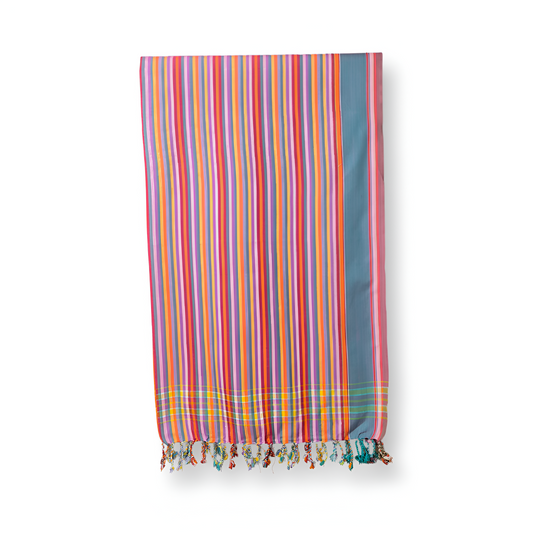 Kikoy - Pink & Pink Stipes - 100% Pure Cotton