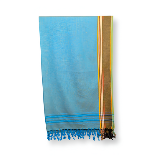 Kikoy - Light Blue & Brown - 100% Pure Cotton