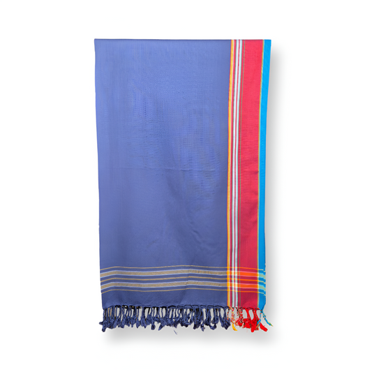 Kikoy - Steel Blue & Red - 100% Pure Cotton