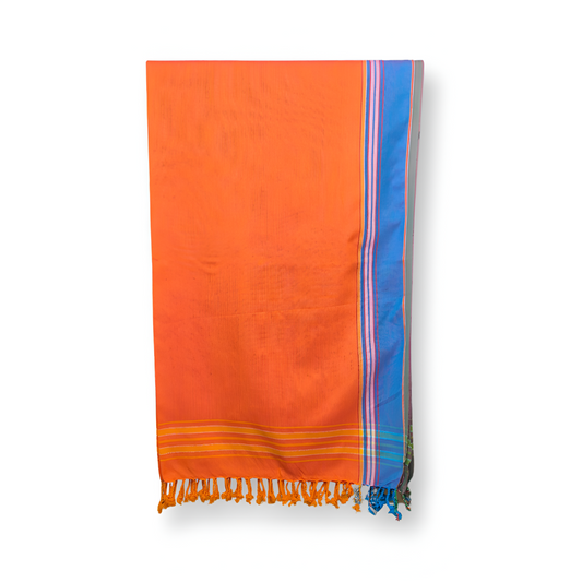 Kikoy - Orange & Dark Blue - 100% Pure Cotton